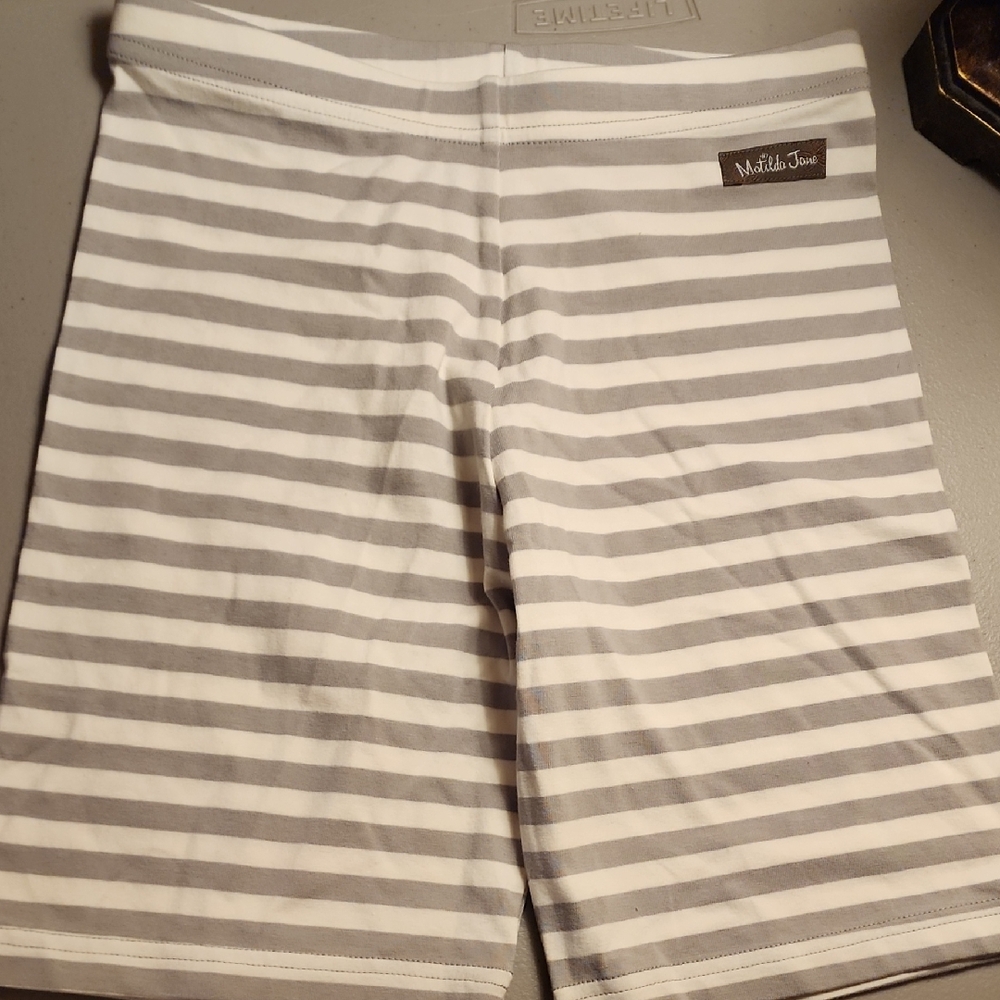 Matilda Jane Gray and White Striped Shortees